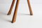 Brutalist Carved Wooden Tripod Stool, 1950s 6