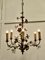 French Gilt Toleware and Floral Ceramic 6-Branch Chandelier 16