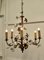 French Gilt Toleware and Floral Ceramic 6-Branch Chandelier 10