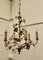 French Gilt Toleware and Floral Ceramic 6-Branch Chandelier 4
