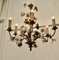 French Gilt Toleware and Floral Ceramic 6-Branch Chandelier 9
