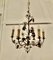 French Gilt Toleware and Floral Ceramic 6-Branch Chandelier 1