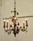 French Gilt Toleware and Floral Ceramic 6-Branch Chandelier 15