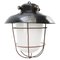 Vintage Industrial Black Enamel & Frosted Glass Pendant Light 1