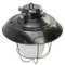 Vintage Industrial Black Enamel & Frosted Glass Pendant Light 2