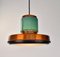 Mid-Century Copper Pendant Light with Teal Glass, 1950s 10