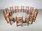 Oak Farmer Dining Chairs, France, 1970s, Set of 12 5