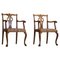 English Chippendale Style Armchairs in Birch, England, 1920s, Set of 2, Image 1