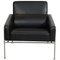 Airport Lounge Chair in Patinated Black Leather by Arne Jacobsen for Fritz Hansen, 1980s 1