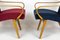 Mid-Century Pink & Blue Bentwood Armchairs attributed to Jaroslav Smidek for TON, 1960s, Set of 2 2