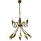 Lámpara de araña italiana de bronce de Stilnovo, años 50, Imagen 1