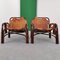 Leather Armchairs and Bamboo attributed to Tito Agnoli for Bonacina, 1970s, Set of 2 1