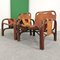 Leather Armchairs and Bamboo attributed to Tito Agnoli for Bonacina, 1970s, Set of 2 3