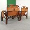 Leather Armchairs and Bamboo attributed to Tito Agnoli for Bonacina, 1970s, Set of 2 4