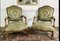 Queen Louis XV French Cabriolet Armchairs in Green Velvet Upholstery, 1860s, Set of 2 1