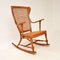 Rocking Chair en Bois Courbé et en Rotin, France, 1900s 2