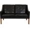 Model 2208 2-Seater Sofa in Patinated Black Leather by Børge Mogensen, 1980s 1