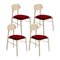 Bokken Upholstered Chairs in Natural Beech, Rosso by Colé Italia, Set of 4 1