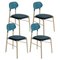 Bokken Upholstered Chairs in Beech & Aquamarine, Ottanio by Colé Italia, Set of 4 1