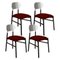 Bokken Upholstered Chairs in Black & Silver, Rosso by Colé Italia, Set of 4 1