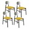 Bokken Upholstered Chairs in Black & Silver with Yellow Seats by Colé Italia, Set of 4 1