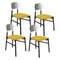 Gepolsterte Bokken Stühle in Schwarz & Silber mit Gelben Sitzen von Colé Italia, 4 . Set 1