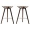 Brown Oak and Brass Counter Stools by Lassen, Set of 2 1