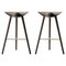 Brown Oak and Brass Bar Stools by Lassen, Set of 2 1