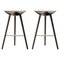 Brown Oak and Brass Bar Stools by Lassen, Set of 2, Image 1