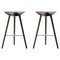 Brown Oak and Stainless Steel Bar Stools by Lassen, Set of 2 1