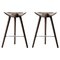 Brown Oak and Stainless Steel Counter Stools by Lassen, Set of 2 1