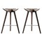 Brown Oak and Stainless Steel Counter Stools by Lassen, Set of 2, Image 1