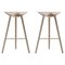 Oak and Brass Bar Stools by Lassen, Set of 2 1