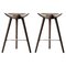 Brown Oak and Copper Counter Stools by Lassen, Set of 2 1