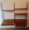Mid-Century Minimalist Shelf System with Desk, Shelves, Closet and Drawers in Teak, 1960s 4