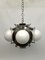 Space Age Five-Light Hanging Light in Chrome and White Glass, Italy, 1970s, Image 1