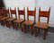 French Brutalist Oak and Leather Horn Form Chairs, 1970s, Set of 6 2