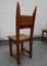 French Brutalist Oak and Leather Horn Form Chairs, 1970s, Set of 6 13