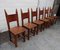 French Brutalist Oak and Leather Horn Form Chairs, 1970s, Set of 6 5