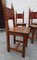 French Brutalist Oak and Leather Horn Form Chairs, 1970s, Set of 6 10