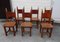 French Brutalist Oak and Leather Horn Form Chairs, 1970s, Set of 6 4