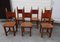 French Brutalist Oak and Leather Horn Form Chairs, 1970s, Set of 6, Image 4