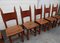 French Brutalist Oak and Leather Horn Form Chairs, 1970s, Set of 6, Image 3