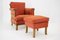 Art Deco Armchair with Ottoman, Former Czechoslovakia, 1930s, Set of 2 19