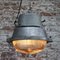 Vintage Industrial Gray Metal Oval Holophane Glass Street Light, Image 8