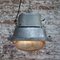 Vintage Industrial Gray Metal Oval Holophane Glass Street Light 6