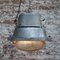 Vintage Industrial Gray Metal Oval Holophane Glass Street Light, Image 6