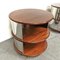 Vintage Round Bedside Tables in Walnut and Steel, 1970s, Set of 2, Image 4