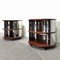 Vintage Round Bedside Tables in Walnut and Steel, 1970s, Set of 2, Image 2