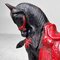 Vintage Black Cast Iron War Horse Figurine, Japan, 1950s 8